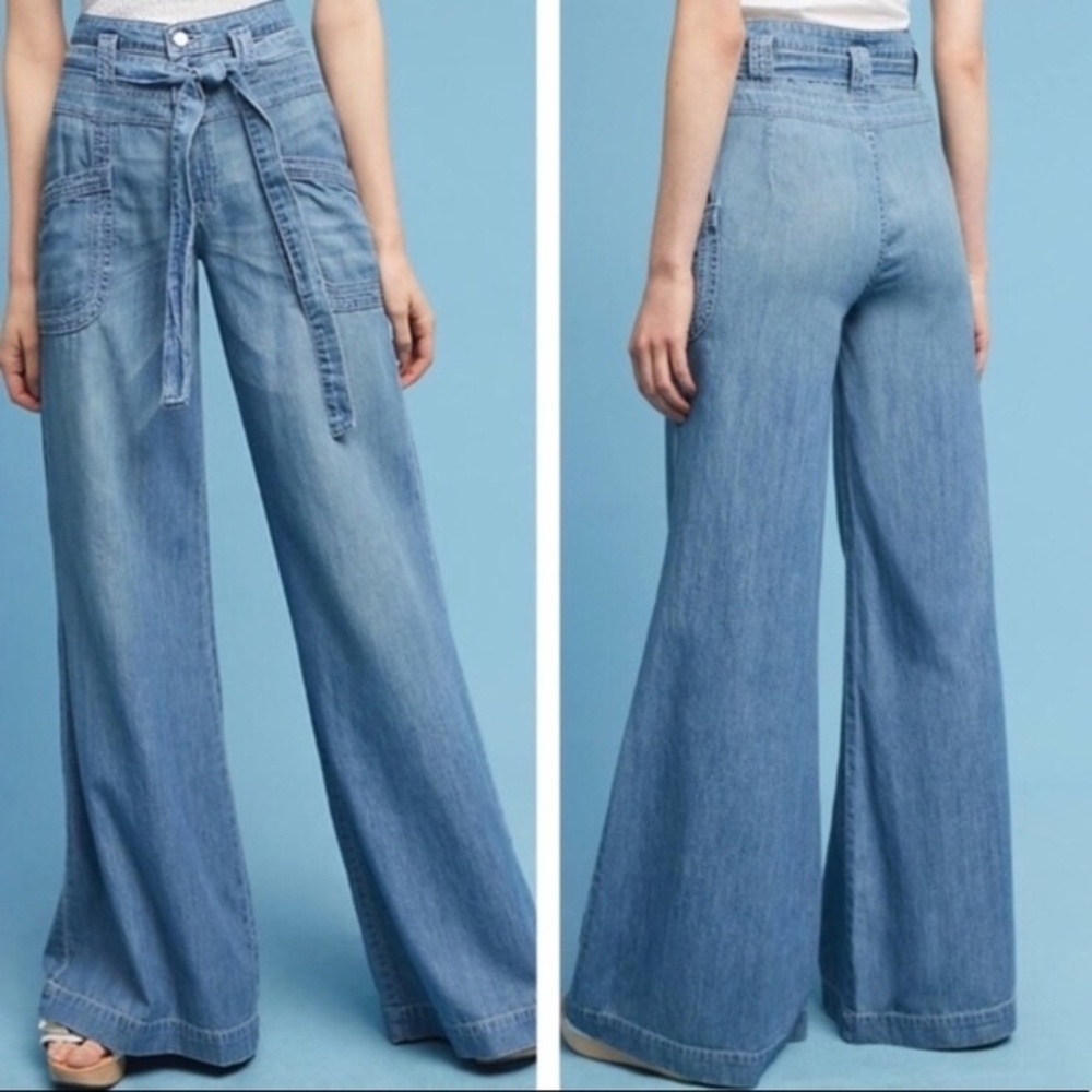 Anthropologie - Pilcro and the Letterpress Blue Wide Leg Jeans Sz.26